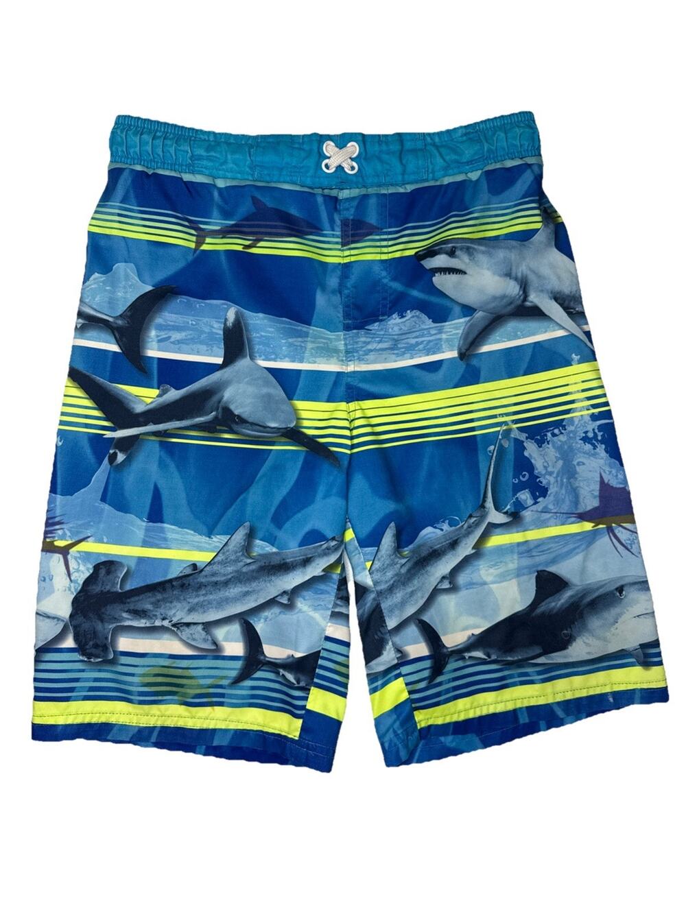 Op Boys Size Swim Trunks Sharks Size L (10-12) No Lining, Drawstring